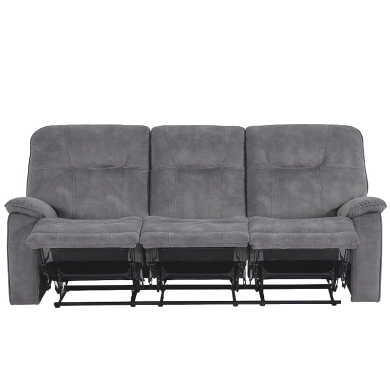 Pemberly Row Contemporary Shadow Grey Manual Reclining Sofa and Loveseat