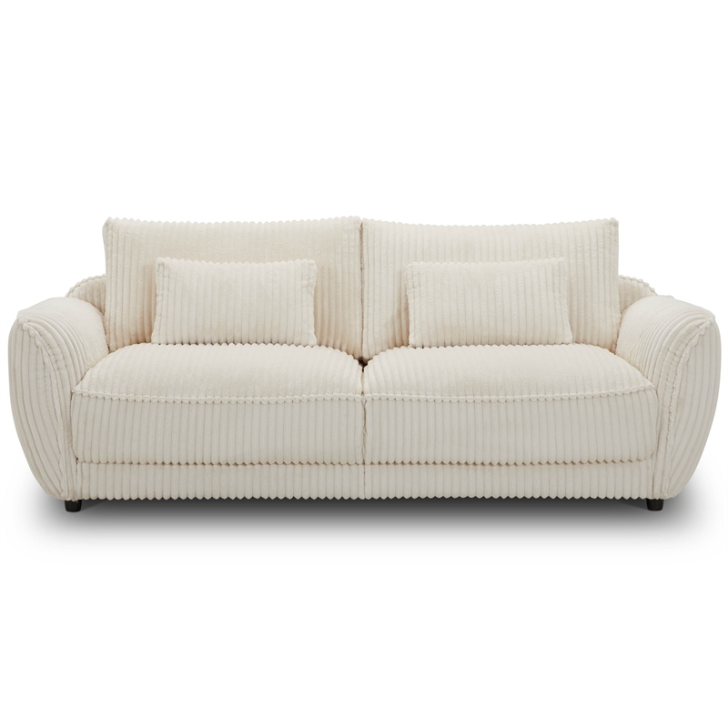 Pemberly Row Contemporary Mega Ivory Sofa and 2 Chair and Half