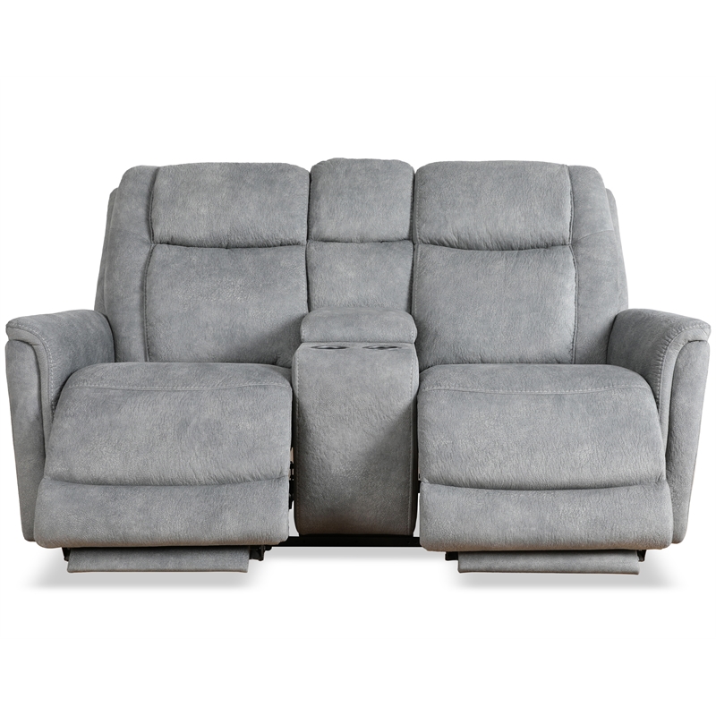 Pemberly Row Contemporary Hudson Grey Power Reclining Sofa and Loveseat