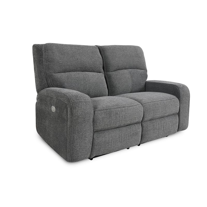 Pemberly Row Contemporary Bizmark Grey Power Reclining Sofa and Loveseat