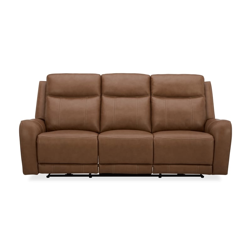 Pemberly Row Contemporary Butternut Power Reclining Sofa and Loveseat