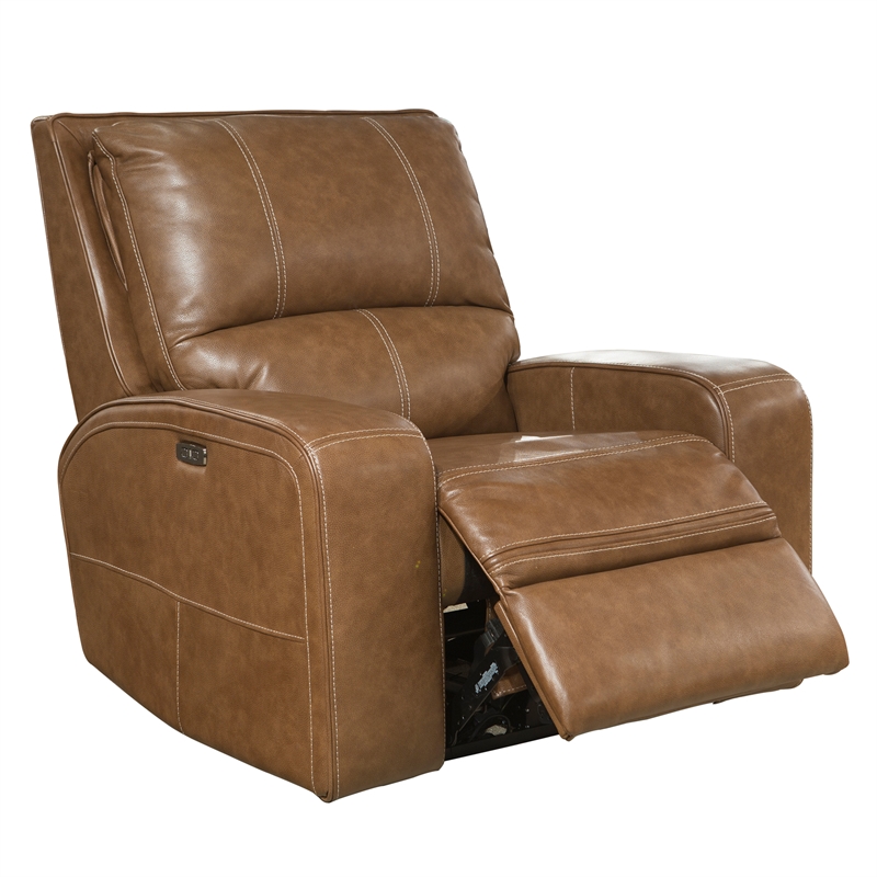 Pemberly Row Contemporary Bourbon Power Reclining Sofa and Recliner