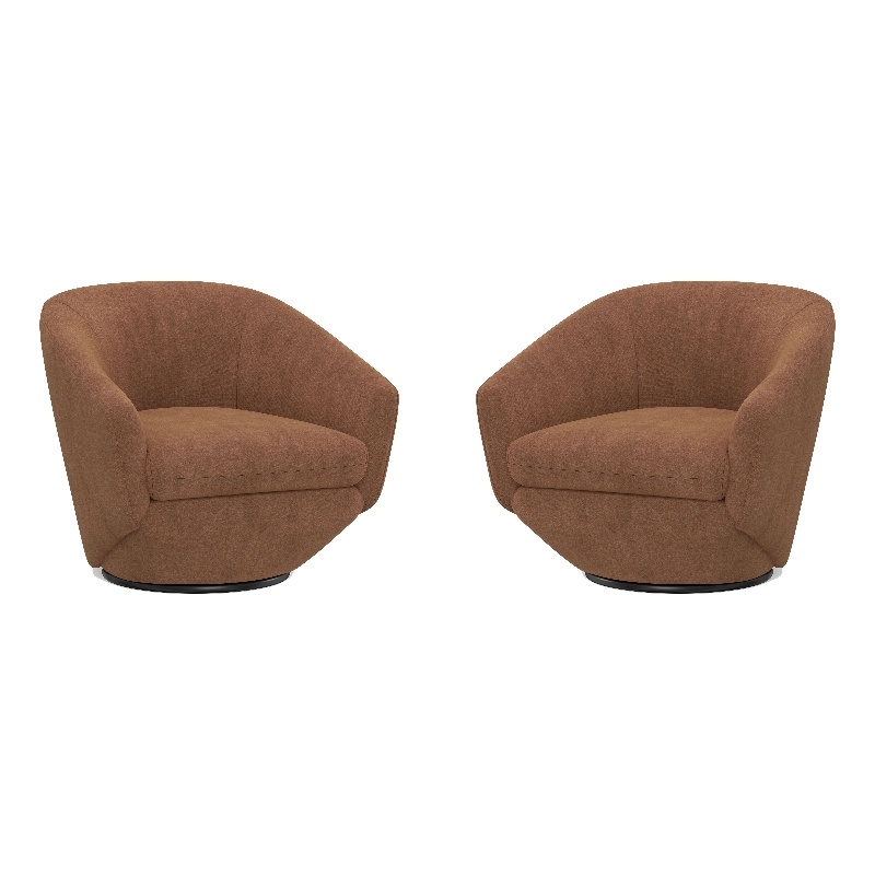 Pemberly Row Modern / Contemporary Fabric Rust Swivel Chair Two Pack