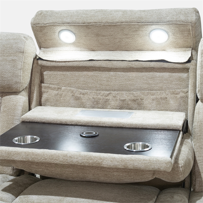 Pemberly Row Contemporary Fabric Power Reclining Sofa and Recliner