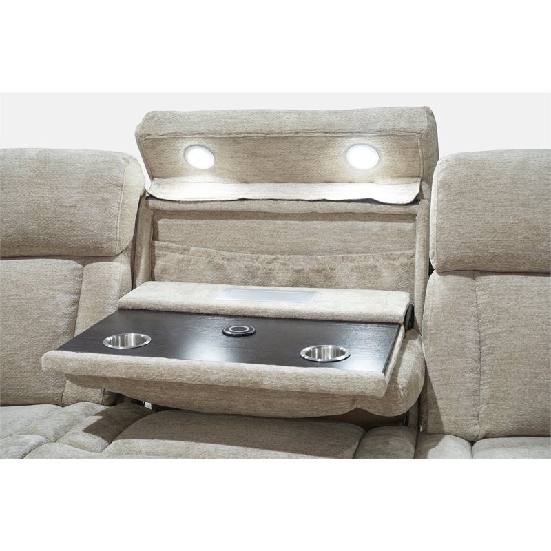 Pemberly Row Contemporary Fabric Power Reclining Sofa and Loveseat