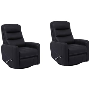 Pemberly Row Contemporary Black Swivel Glider Recliner Two Pack