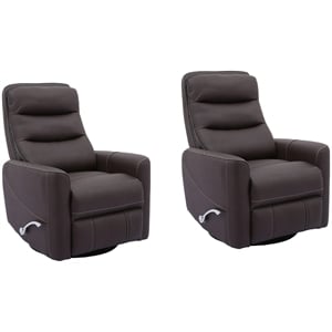 Pemberly Row Contemporary Chocolate Swivel Glider Recliner Two Pack
