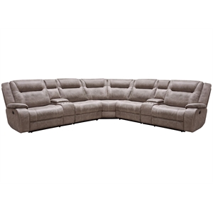 Pemberly Row Contemporary Desert Taupe 7 Piece Reclining Sectional