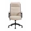 Pemberly Row Contemporary Top Grain Leather Desk Chair in Cream