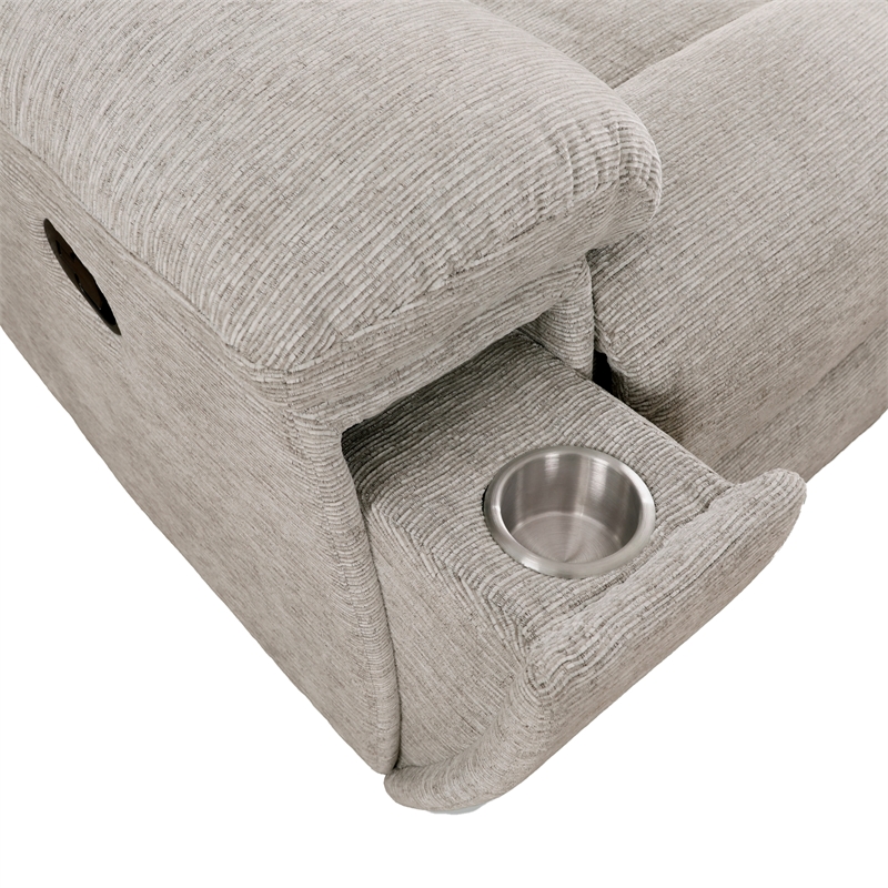 Pemberly Row Contemporary Fabric Opal Taupe Recliner Two Pack