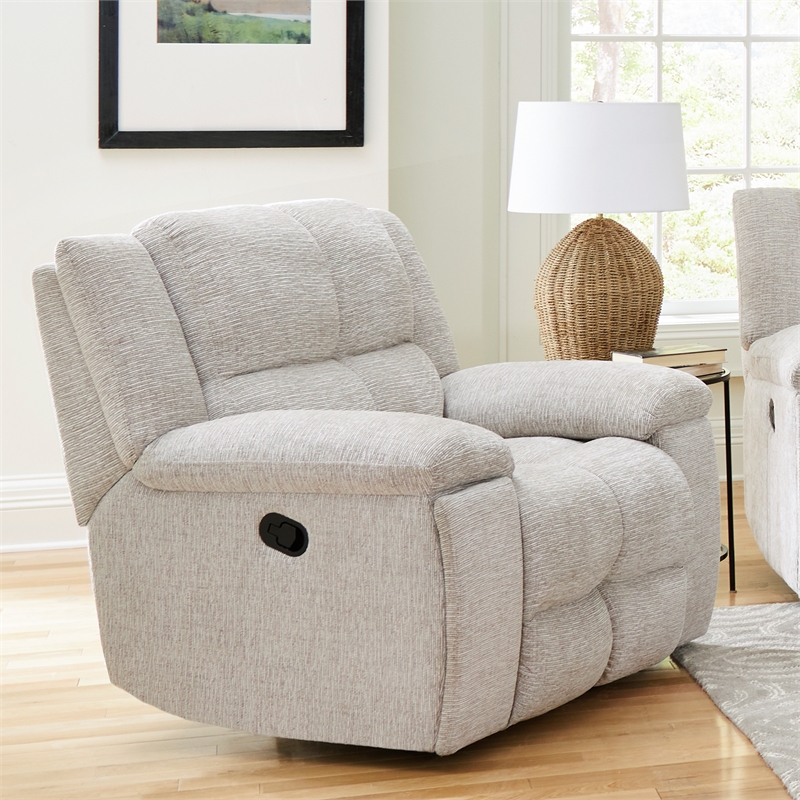 Pemberly Row Contemporary Fabric Opal Taupe Recliner Two Pack