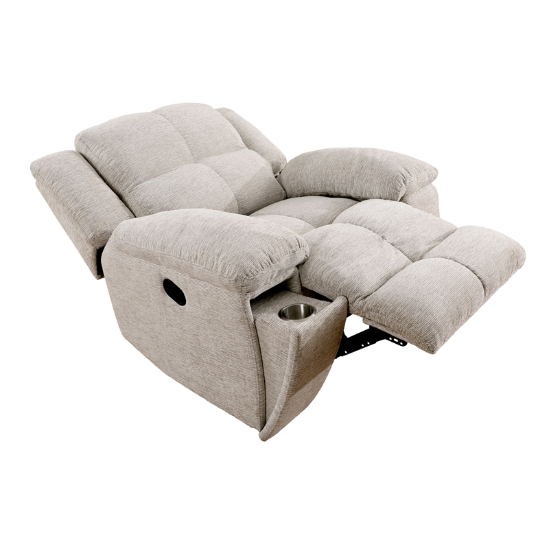 Pemberly Row Contemporary Fabric Opal Taupe Recliner Two Pack
