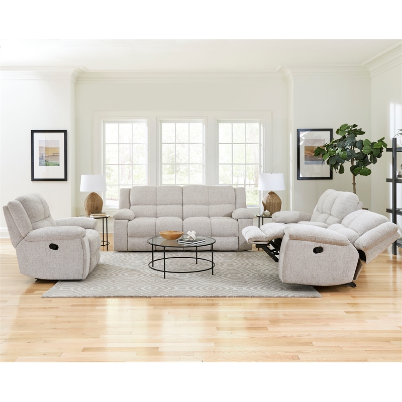 Pemberly Row Contemporary Fabric Opal Taupe Recliner Two Pack