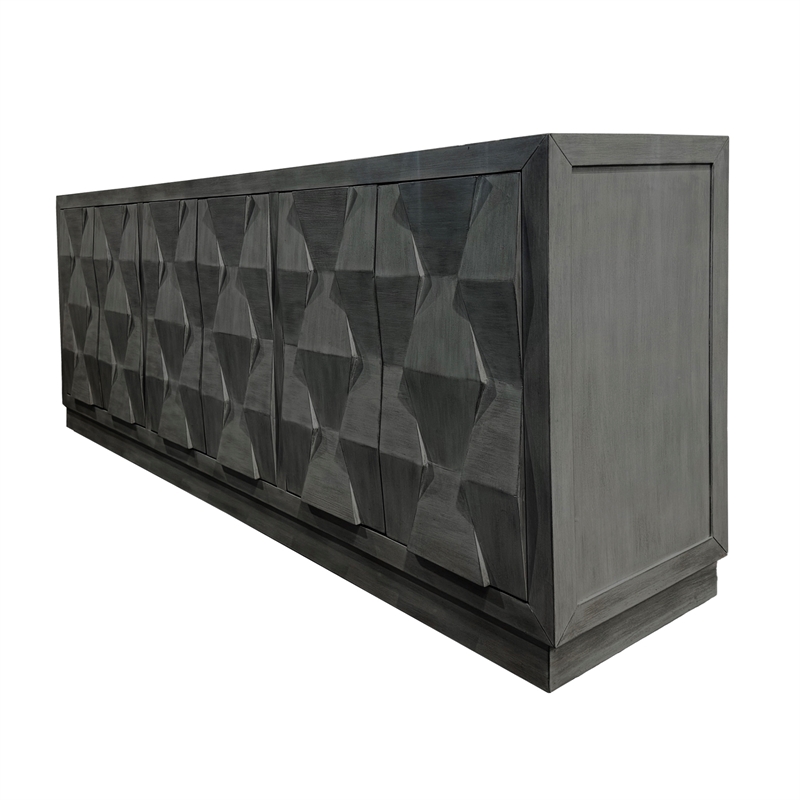 Pemberly Row Contemporary Engineered Wood Black Tea Finish 90