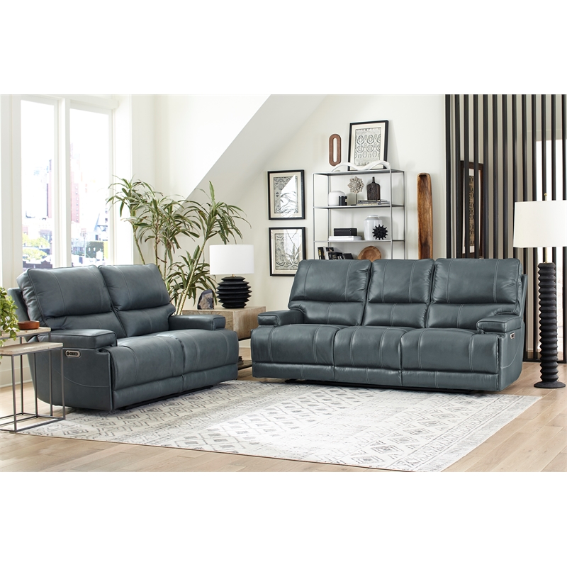 Pemberly Row Contemporary Azure Cordless Power Recliner Two Pack