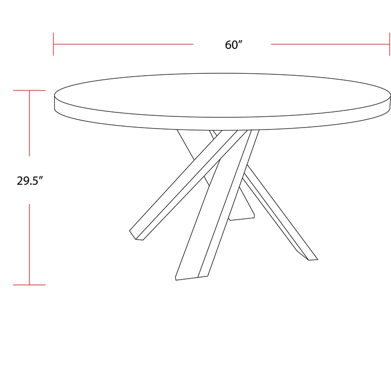 Pemberly Row Contemporary 60 In. Dining Table With 4 Upholstered Chairs