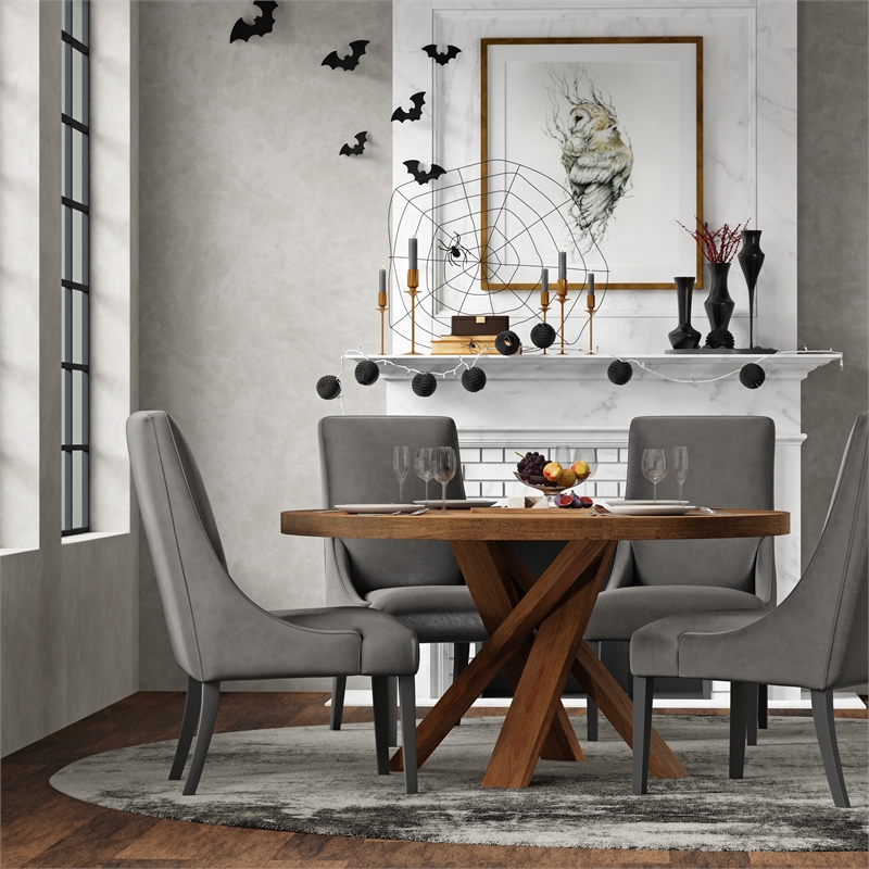 Pemberly Row Contemporary 60 In. Dining Table With 4 Upholstered Chairs