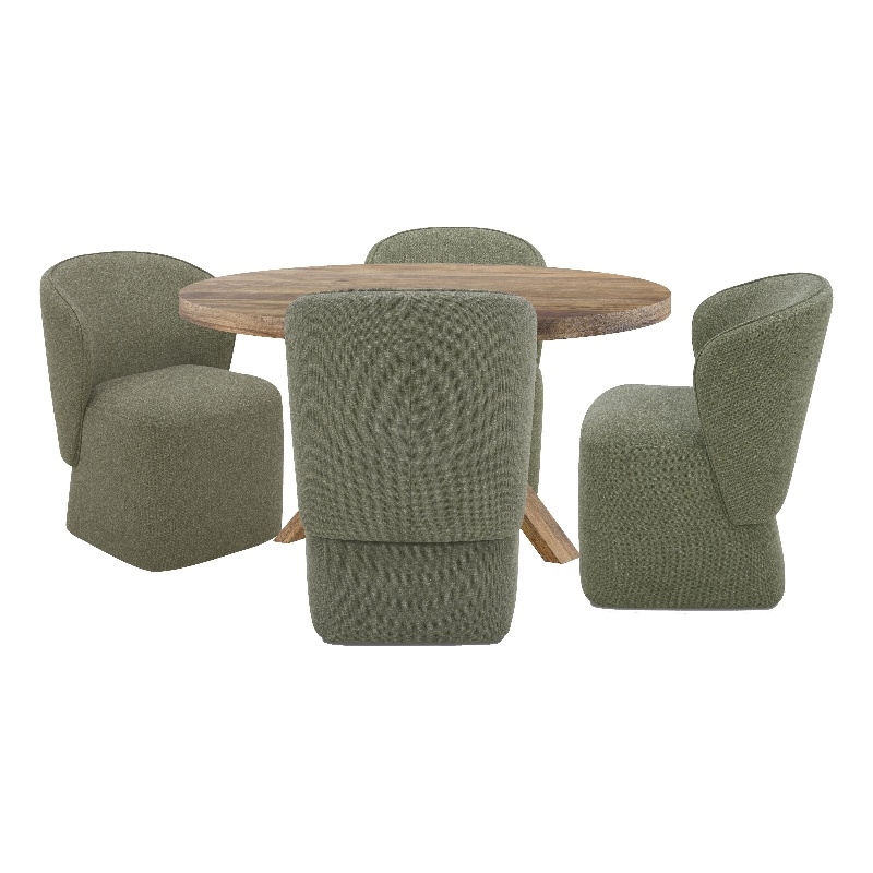 Pemberly Row Contemporary 60 In. Dining Table With 4 Upholstered Chairs