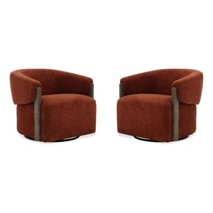 Pemberly Row Contemporary Island Rust Swivel Accent Chair Two Pack