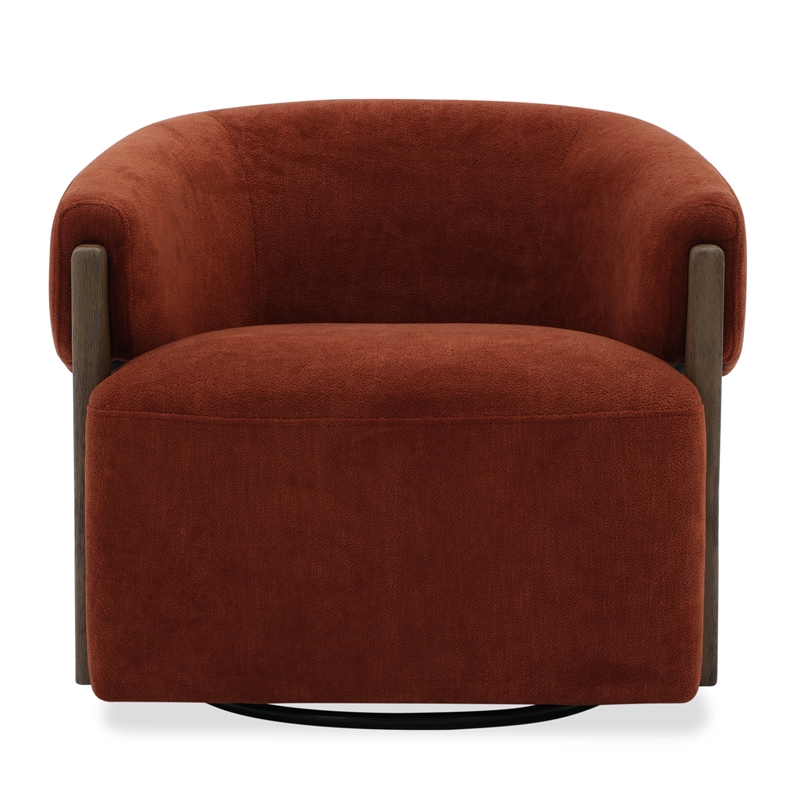 Pemberly Row Contemporary Fabric Island Rust Swivel Accent Chair