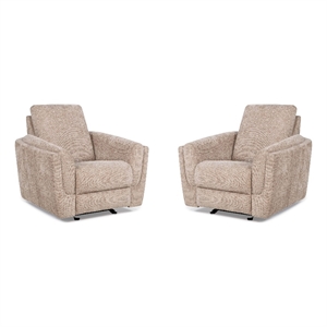 Pemberly Row Contemporary Biscotti Power Glider Recliner Two Pack