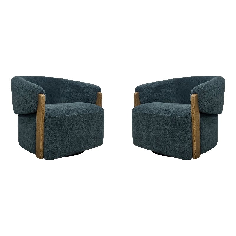 Pemberly Row Contemporary Island Teal Swivel Accent Chair Two Pack