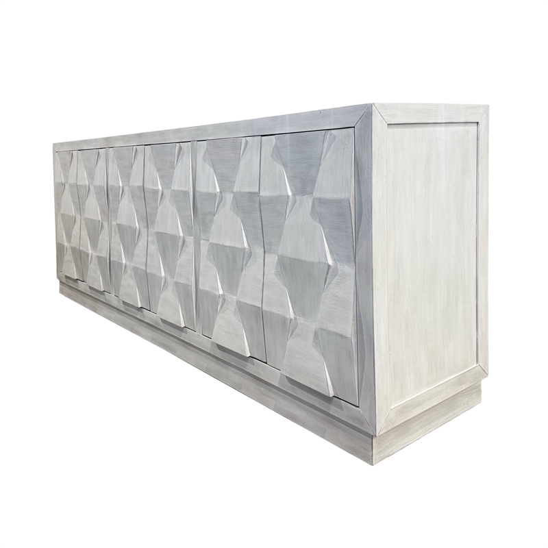 Pemberly Row Contemporary Engineered Wood White Finish Wash 90