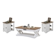 Pemberly Row Contemporary Cotton Cocktail Table with 2 Chairside Tables