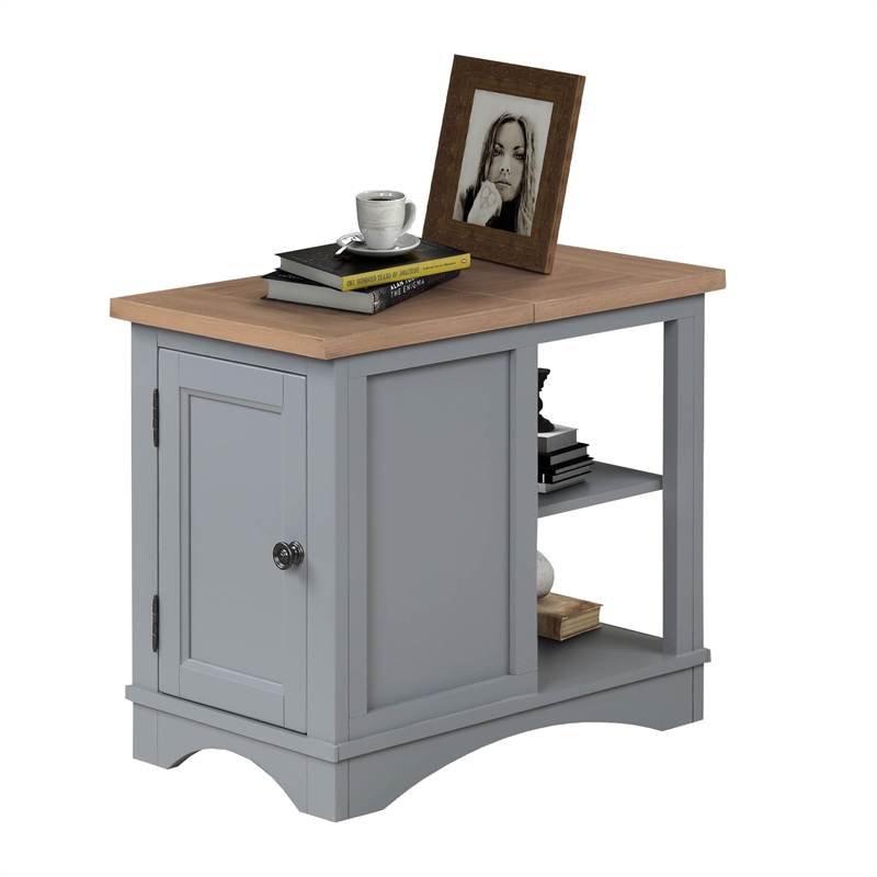 Pemberly Row Contemporary Dove Cocktail Table with 2 Chairside Tables