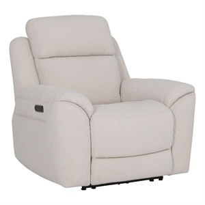 Pemberly Row Contemporary Fabric Lenox Bone Power Recliner P3