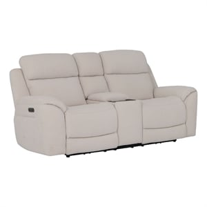 Pemberly Row Contemporary Lenox Bone Power Tilt Console Loveseat P3