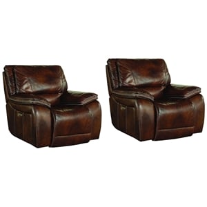 Pemberly Row Contemporary Burnt Sienna Power Recliner Two Pack