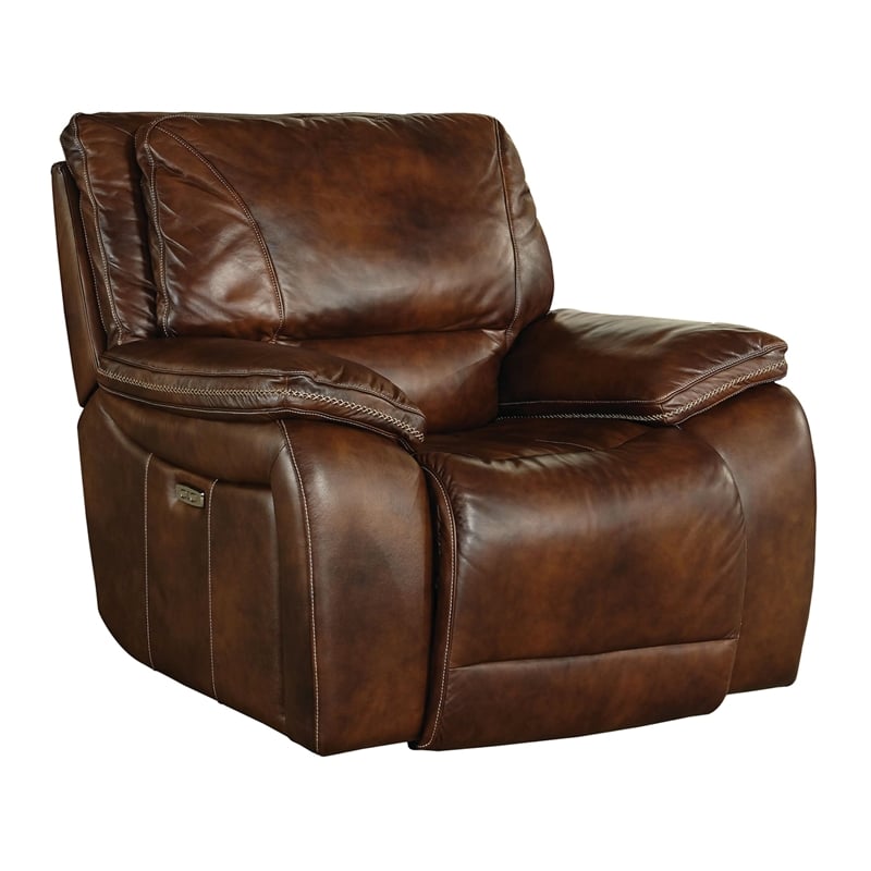 Pemberly Row Contemporary Burnt Sienna Power Recliner Two Pack