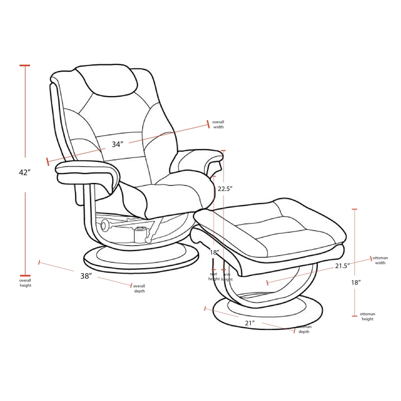 Pemberley Row Leather Gray Manual Reclining Swivel Chair with Ottoman 33.5