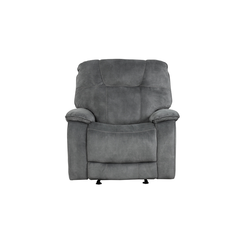 Pemberly Row Transitional Polyester Manual Recliner in Shadow Gray