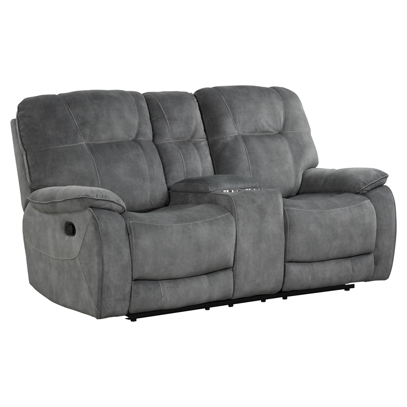 Pemberly Row Polyester Manual Console Loveseat in Shadow Gray