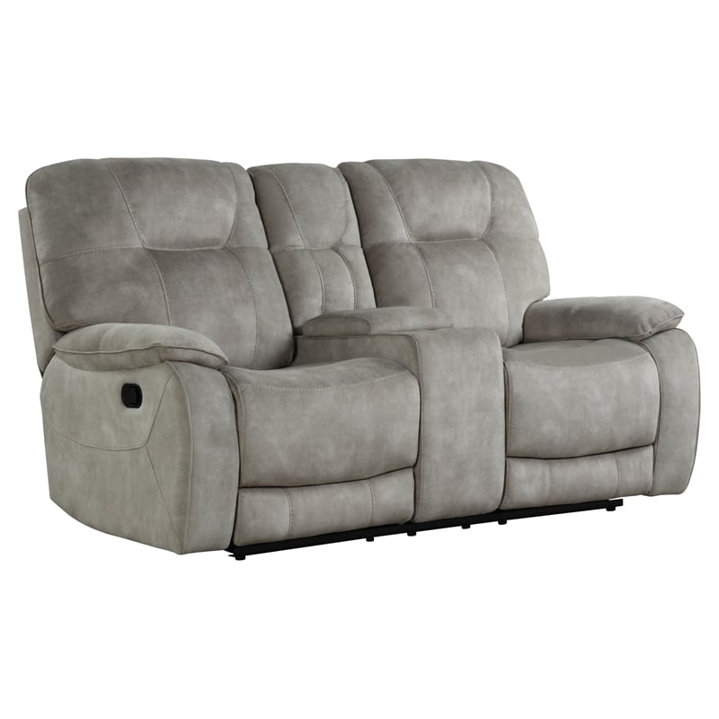 Pemberly Row Polyester Manual Console Loveseat in Shadow Tan