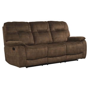 Pemberly Row Polyester Manual Triple Reclining Sofa in Shadow Brown