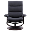 Pemberly Row Fabric Manual Reclining Swivel Chair and Ottoman in Black