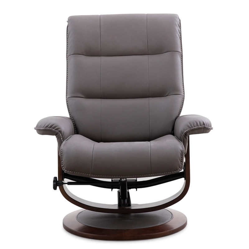 Pemberley Row Fabric Gray Reclining Swivel Chair with Ottoman Rectangular Durable 34
