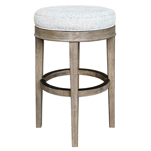 Pemberly Row 20&quot Round Wood Swivel Bar Stool in Sandstone Brown