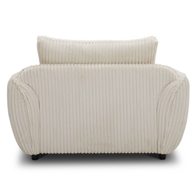 Pemberly Row Modern Fabric Chair and A Half with Lumbar Pillow in Ivory