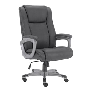 Pemberly Row Fabric Heavy Duty Desk Chair with Casters in Gray Finish