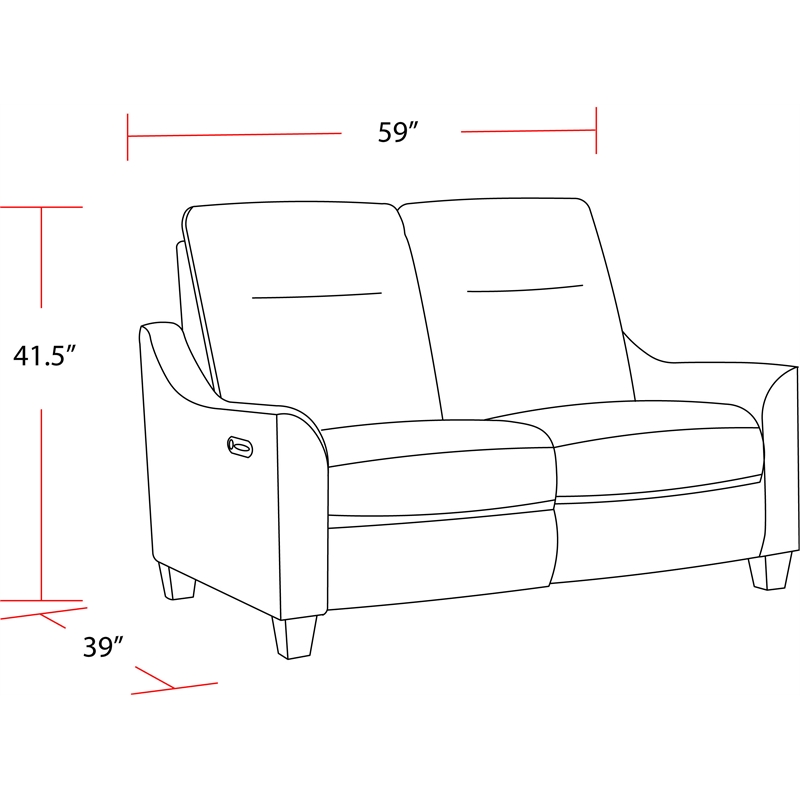 Pemberly Row Fabric Power Cordless Loveseat in Pisces Marine Blue