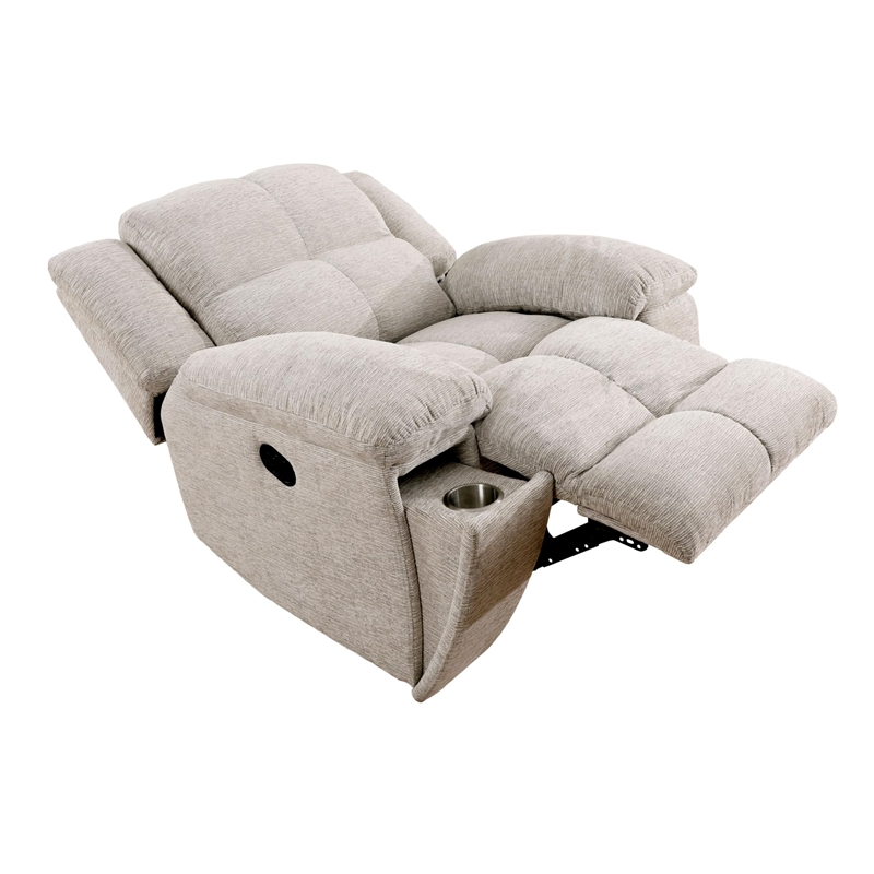 Pemberly Row Modern Velvet and Yarns Fabric Recliner in Opal Taupe