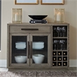 Pemberly Row Wood Multi-Functional Server with Bar Cabinet in Taupe