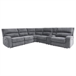 Pemberly Row Modern Fabric Power Reclining Sectional in Bizmark Gray