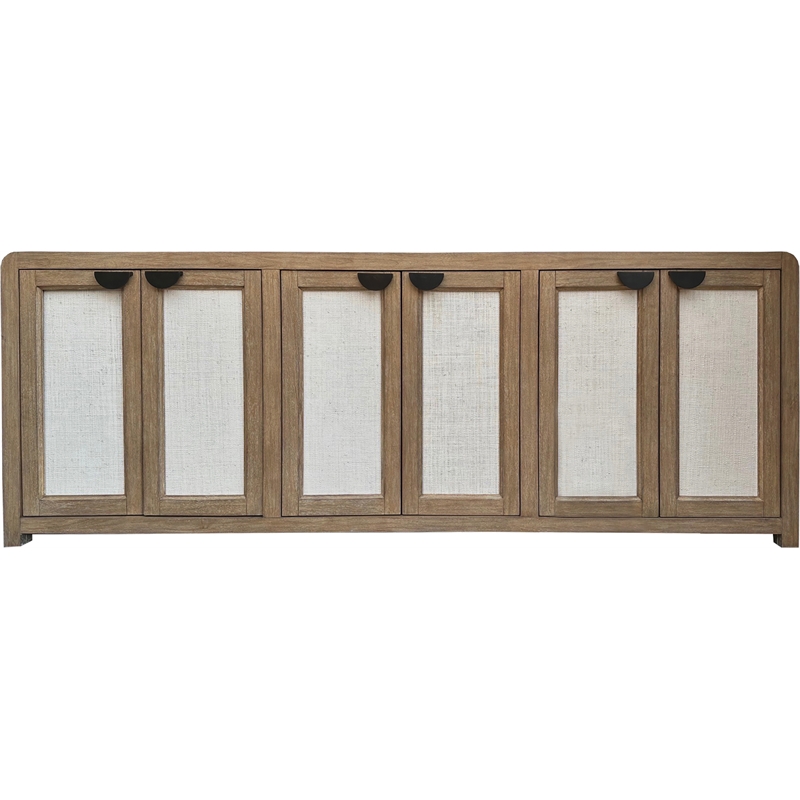 Pemberly Row Wood Console with Reversible Panel Doors in Natural