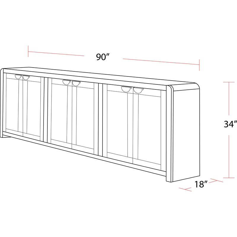 Pemberly Row Wood Console with Reversible Panel Doors in Natural