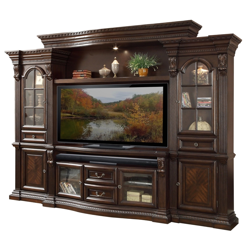 Pemberly Row Traditional Wood Estate Wall in Vintage Sienna Brown